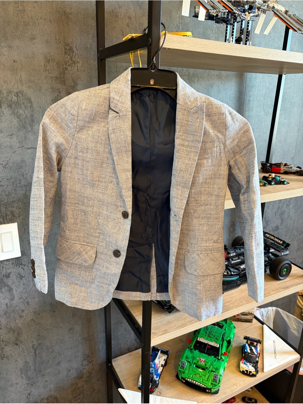 Cat & Jack Light Gray Boys' Blazer with Navy Lining
